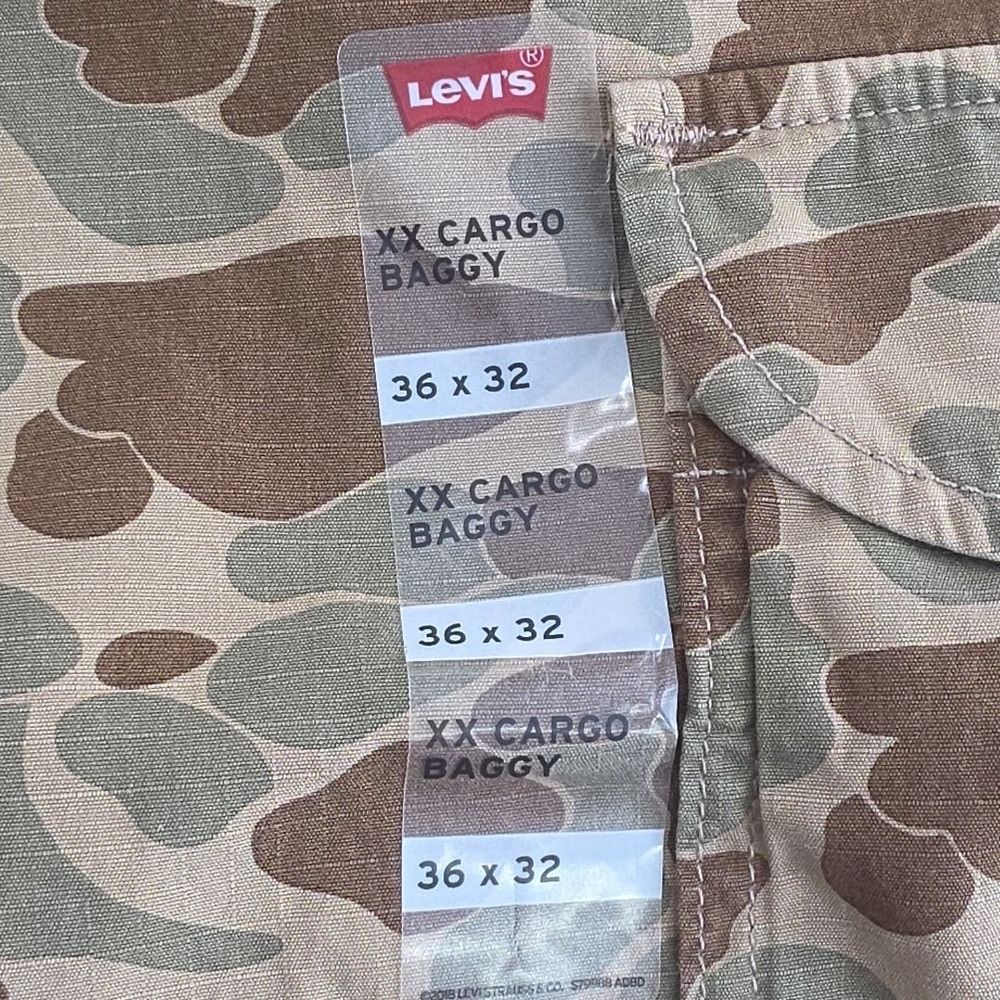 Levi's‎ XX Cargo Baggy Camo Pants Men's 36x32 100% Cotton NEW Utility NWT 6 Pkts - Picture 3 of 16